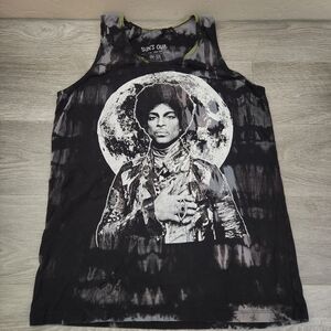 SUN'S OUT‎ Black White Tank Top Size OS Prince Singer Tie-Dye  Stretchy Graphic